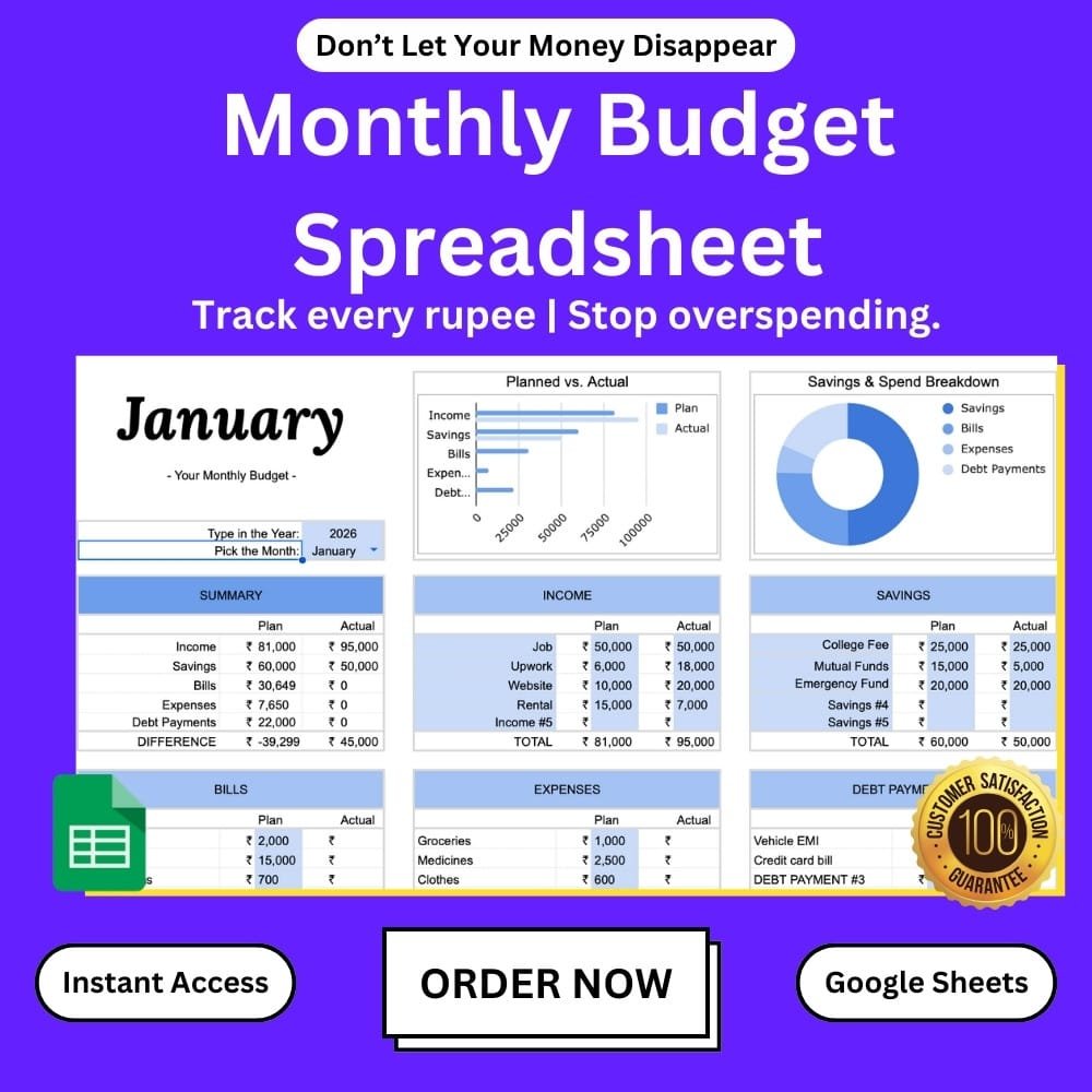 Monthly Budget Planner Spreadsheet (Digital Files) - Image 2