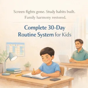 Screen Time Routine 30 Days Challenge - Screen fights gone | Study habits built (Digital Files)